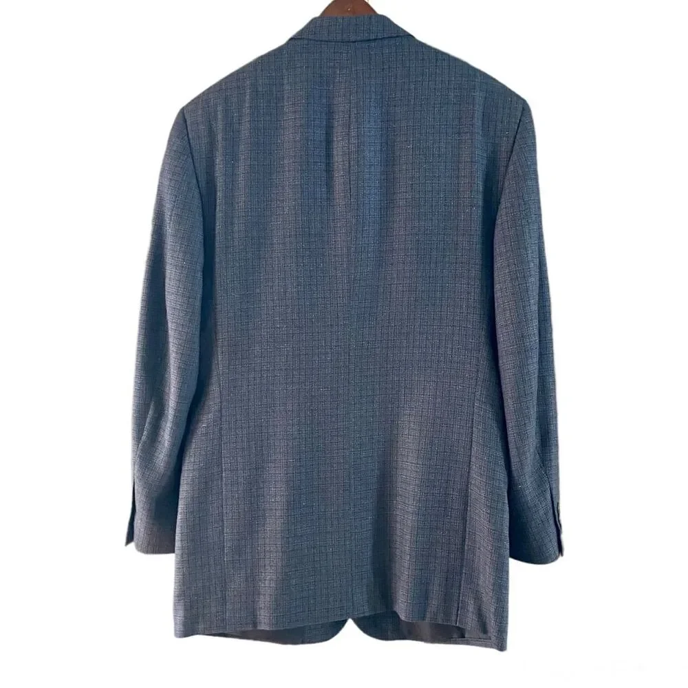 Rodger Stuart Silk Wool Blend Blue Blazer 44L